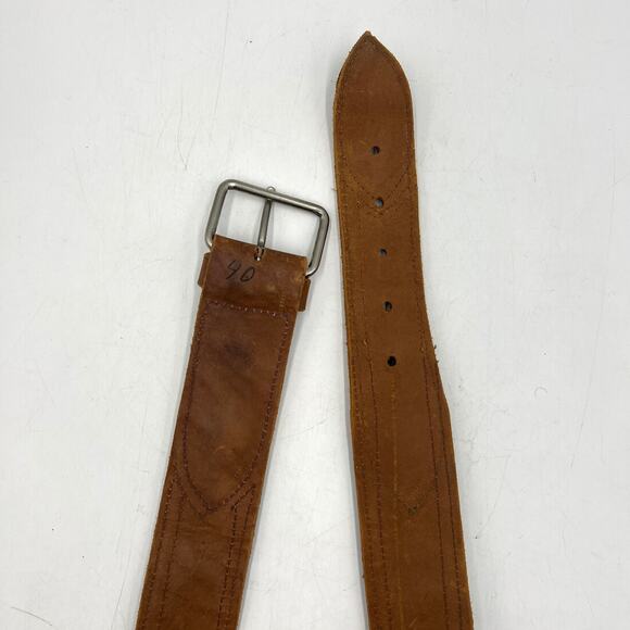 Handmade Leather Belt Woven Tribal Animal Motifs Green Tan - Picture 6 of 8